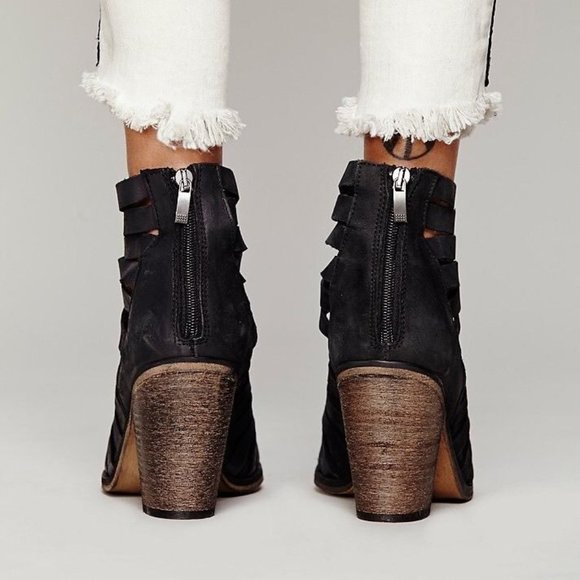 Free People New HYBRID Strappy Suede Leather Boots Booties NIB BLACK Women's 10 - Picture 7 of 14